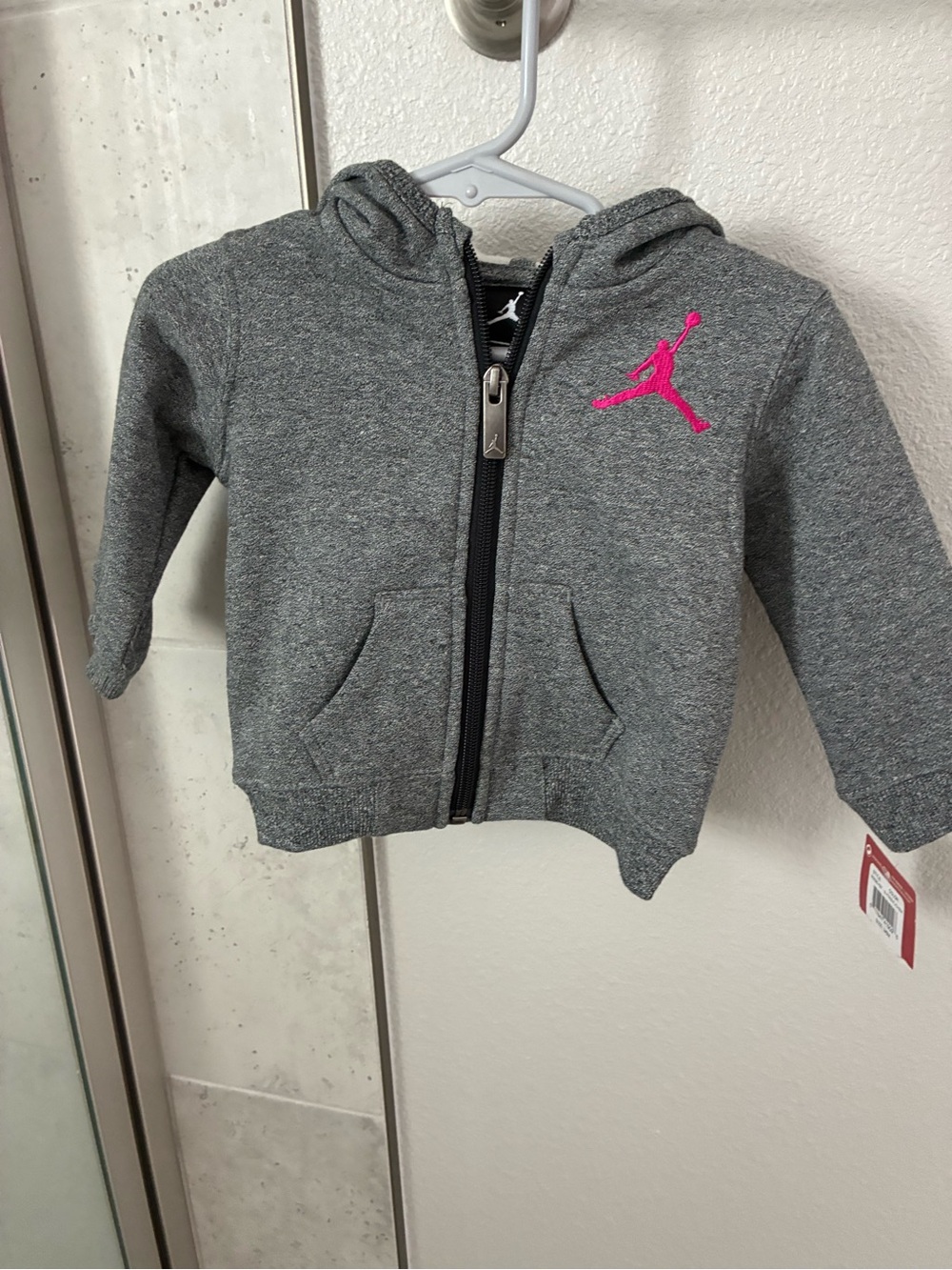 Jordan Toddler Gray Zip Hoodie with Pink Jumpman Logo